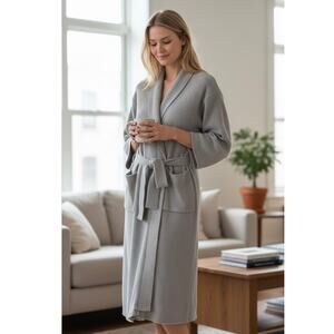 Natori Tranquility Chenille Midi Robe Gray Size Medium